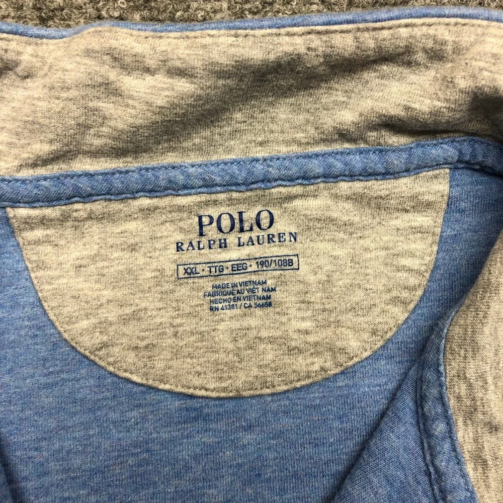 Polo Ralph Lauren Mens XXL Light Blue Heather Quarter Zip Pullover Sweatshirt